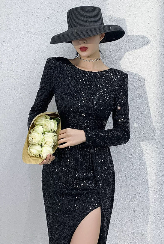 Váy dạ hội đen thiết kế dáng xoè kết ren sang trọng - D616