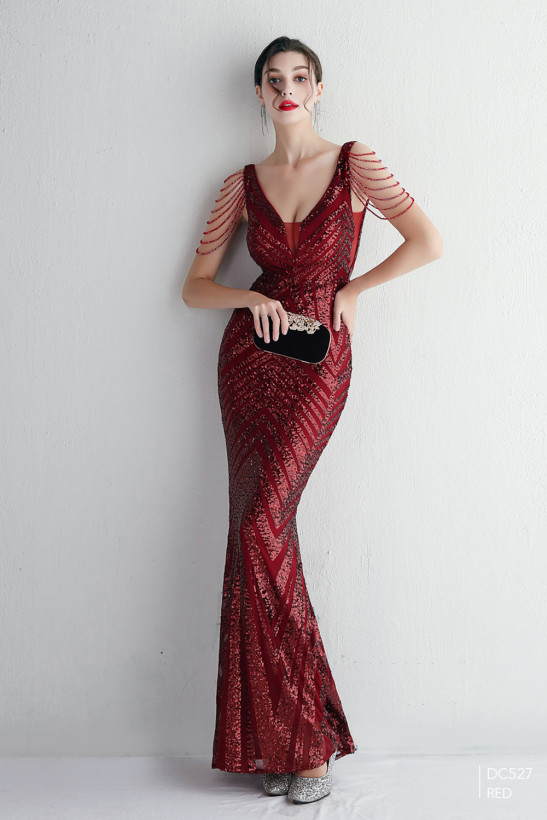 Đầm dạ hội đỏ đẹp thiết kế xẻ tà hai dây sang trọng - D416 - AloraShop21